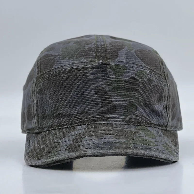 American Retro Camouflage 5-Panel Baseball Cap Female Functional Wind Korean Wide-brimmed Sports Fashion Hip-hop Couple Cap