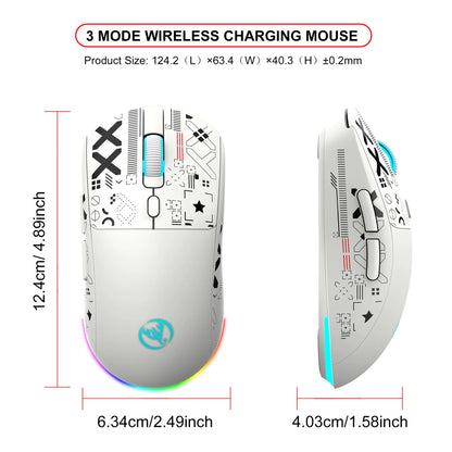 Ratón gaming Bluetooth recargable de 3 modos 2.4G USB inalámbrico con retroiluminación RGB para iPad, tablet, portátil y ordenador