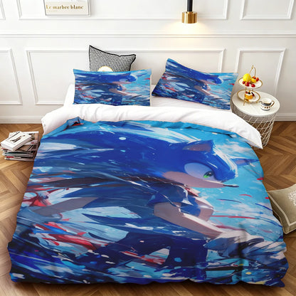 Sonic Duvet Cover for Kids Cool Bedding Set, Duvet Cover for Bedroom Decor Soft and ComfortableTwin, Double, Queen, and King