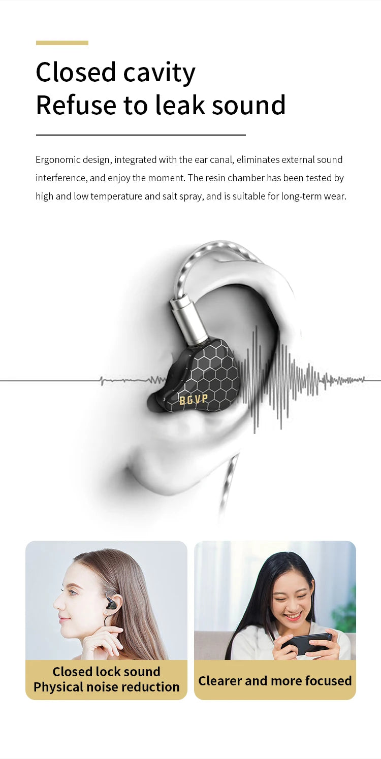 BGVP Scale 2DD In Ear Monitor Earphone 6D Sound Effects Gaming Headset HiFi Wired Headphones Bass Stereo Earpiece Music Earbuds