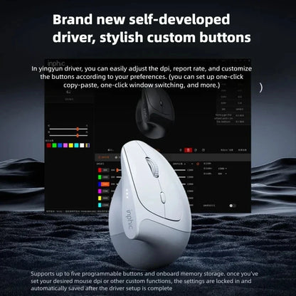 Mouse wireless verticale Inphic X9 PRO, ricarica rapida Type-C, ergonomico e silenzioso, mouse da ufficio per laptop, PC, computer e gaming