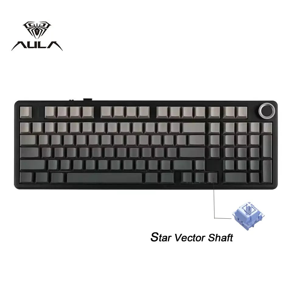 Tastiera meccanica gaming AULA F99PRO 99 tasti, tri-mode wireless, hot-swappable, struttura gasket, tastiera personalizzabile con manopola multimediale