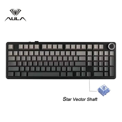 Tastiera meccanica gaming AULA F99PRO 99 tasti, tri-mode wireless, hot-swappable, struttura gasket, tastiera personalizzabile con manopola multimediale