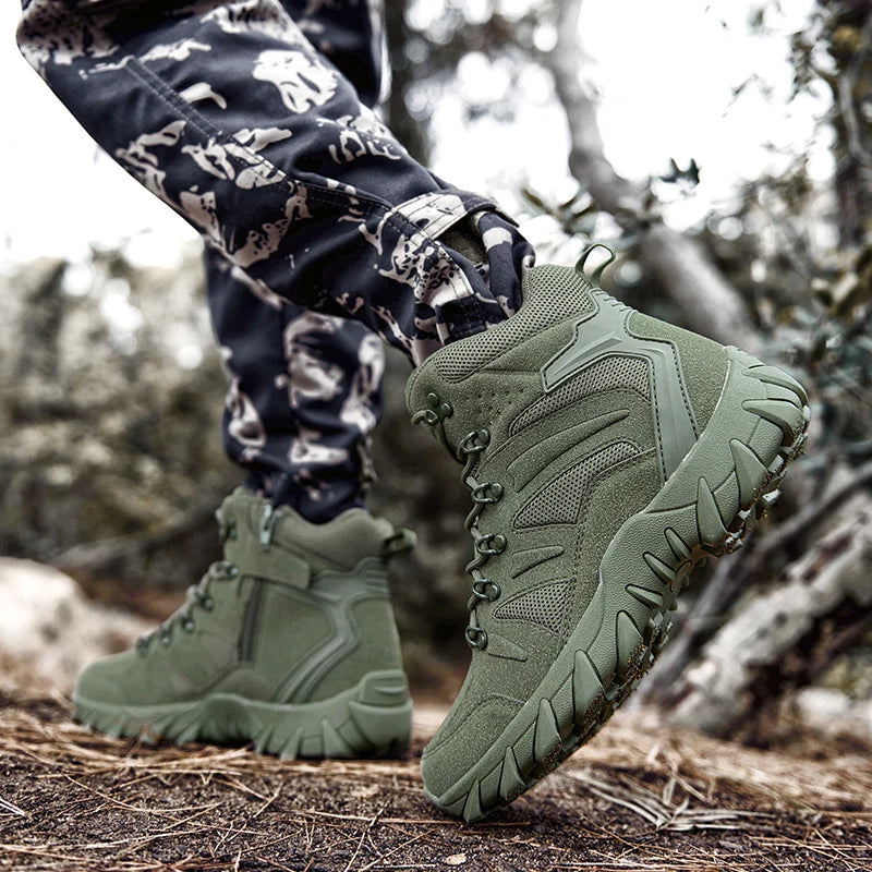Stivali tattici da combattimento migliorati da uomo per outdoor e campeggio, antiusura, a risposta rapida, scarpe da trekking, pesca e caccia, sneakers da uomo