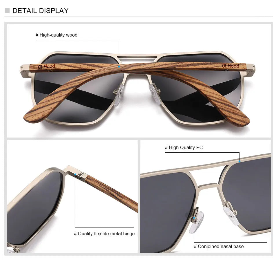 Oi Wood High Quality Fashion Alloy Sunglasses Men Women Wooden Polarized Sun Glasses Driving Uv400 Oculos De Sol 8059