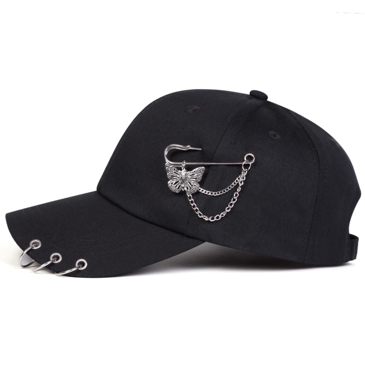 Gorras de béisbol unisex con anilla de hierro en forma de mariposa, para primavera y otoño, al aire libre, ajustables, informales, con protección solar, gorras deportivas
