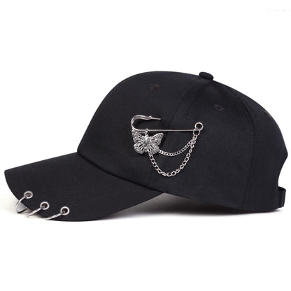 Gorras de béisbol unisex con anilla de hierro en forma de mariposa, para primavera y otoño, al aire libre, ajustables, informales, con protección solar, gorras deportivas