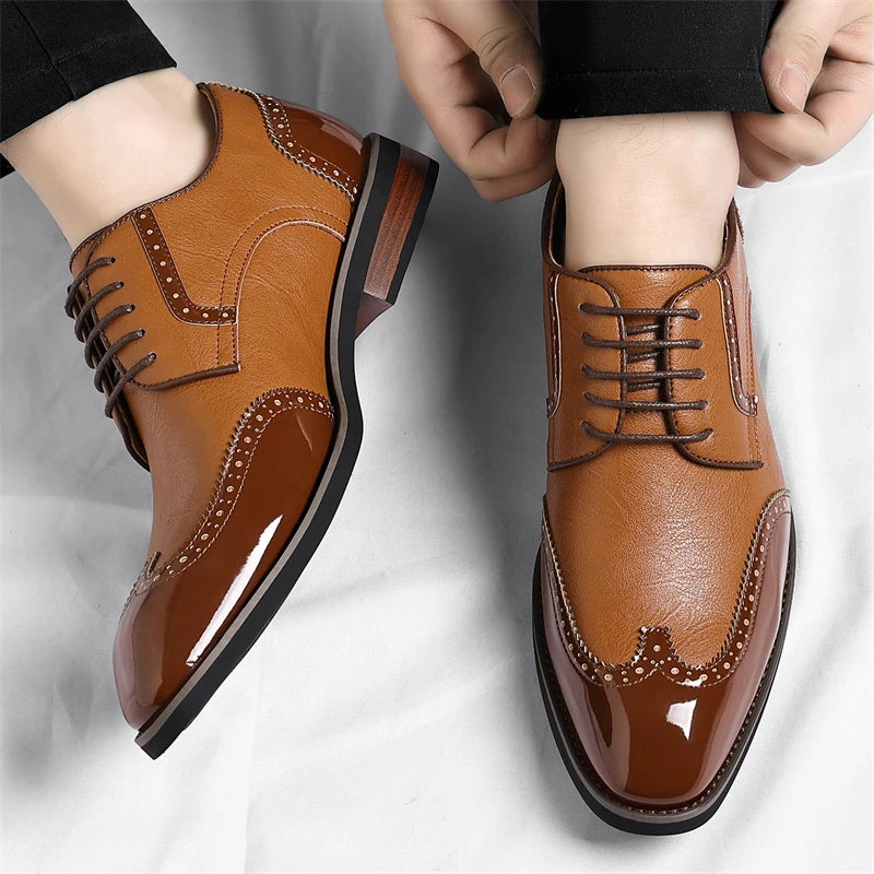 PU Leather Men's Oxford Shoes Heightened Formal Casual Shoes Business Male Suit Shoes New Design Derby Footwear Walking Sneakers