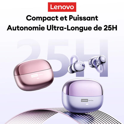 Auscultadores Bluetooth sem fios Lenovo LE302 6.0 com longa autonomia, auriculares desportivos com clip de orelha, som estéreo HIFI e cancelamento de ruído