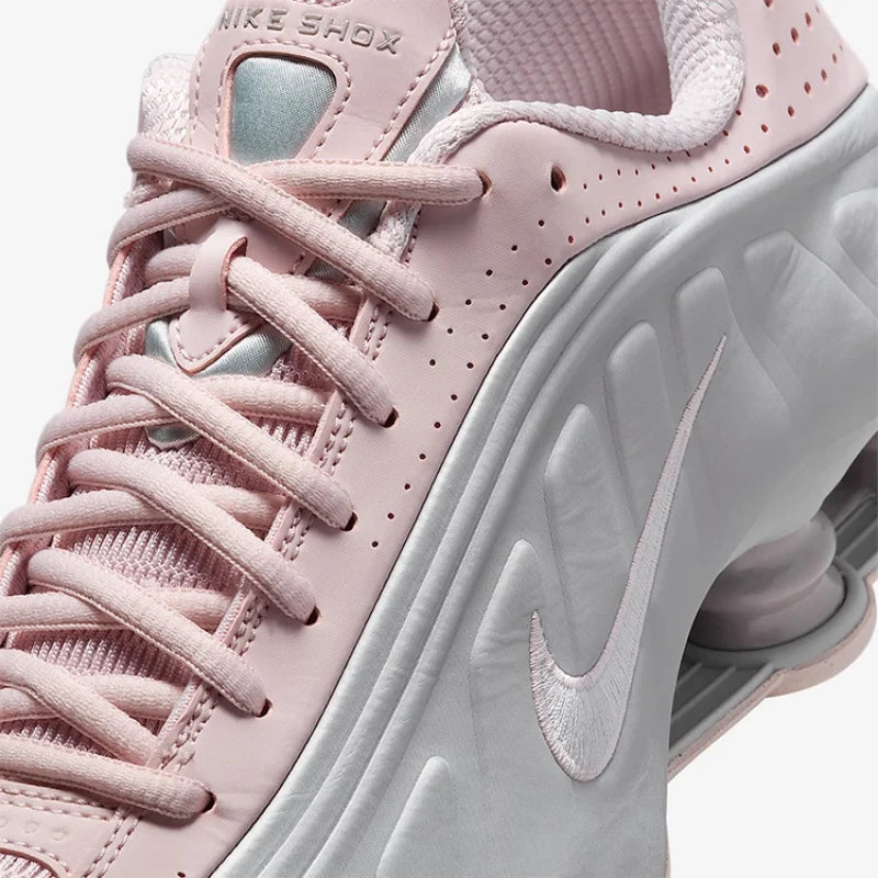 Nike Shox R4 Women's Running Shoes Low-Top Casual Comfort Breathable Wear-Resistant Support White Sail Crimson AR3565-103