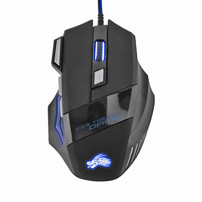 Mouse da gaming cablato con retroilluminazione a 7 colori, 5500 DPI regolabili, mouse ottico cablato nero per PC gaming e computer desktop