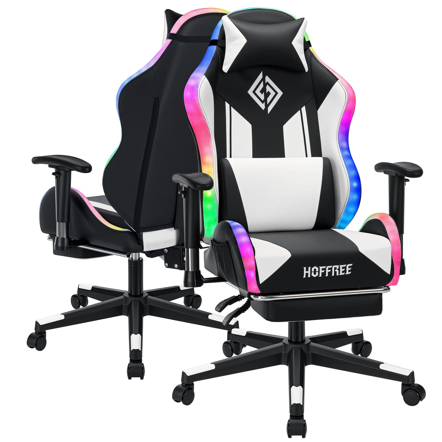 250Lbs LED Gaming Chair for Kids 8-15 Years, Adjustable Ergonomic Gamer Chair with RGB Lighting, Footrest & Lumbar Support