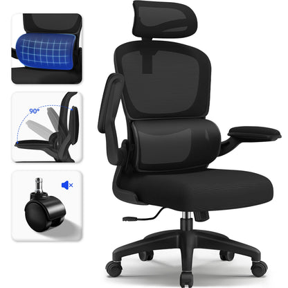 Daccormax office chair ergonomic, Desk chair, 150kg capacity, adjustable headrest and armrests, Computer chair with lumbar support