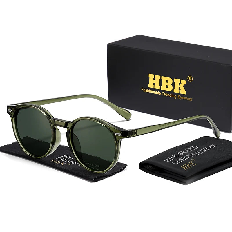 HBK Fashion polariserede solbriller til mænd, runde TR90-stel, modesolbriller til kvinder, kørsel, sport, UV400, Lunette De Soleil Homme