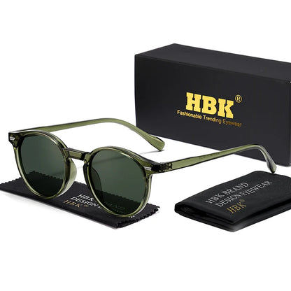 HBK Fashion polariserede solbriller til mænd, runde TR90-stel, modesolbriller til kvinder, kørsel, sport, UV400, Lunette De Soleil Homme