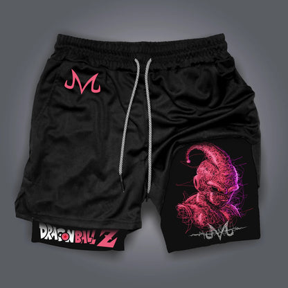 2026 New Summer Dragon Ball Z Majin Buu Kid Buu Print Shorts Men's Breathable Double Layer Gym Workout Shorts Casual Quick Dry