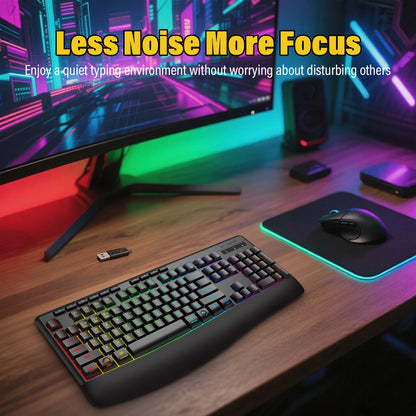 E-YOOSO Triple-Mode Mechanical Keyboard 2.4GHz/Bluetooth 5.0/USB-C RGB Backlit Quiet Keys Spill-Proof Long Standby for PC/Laptop