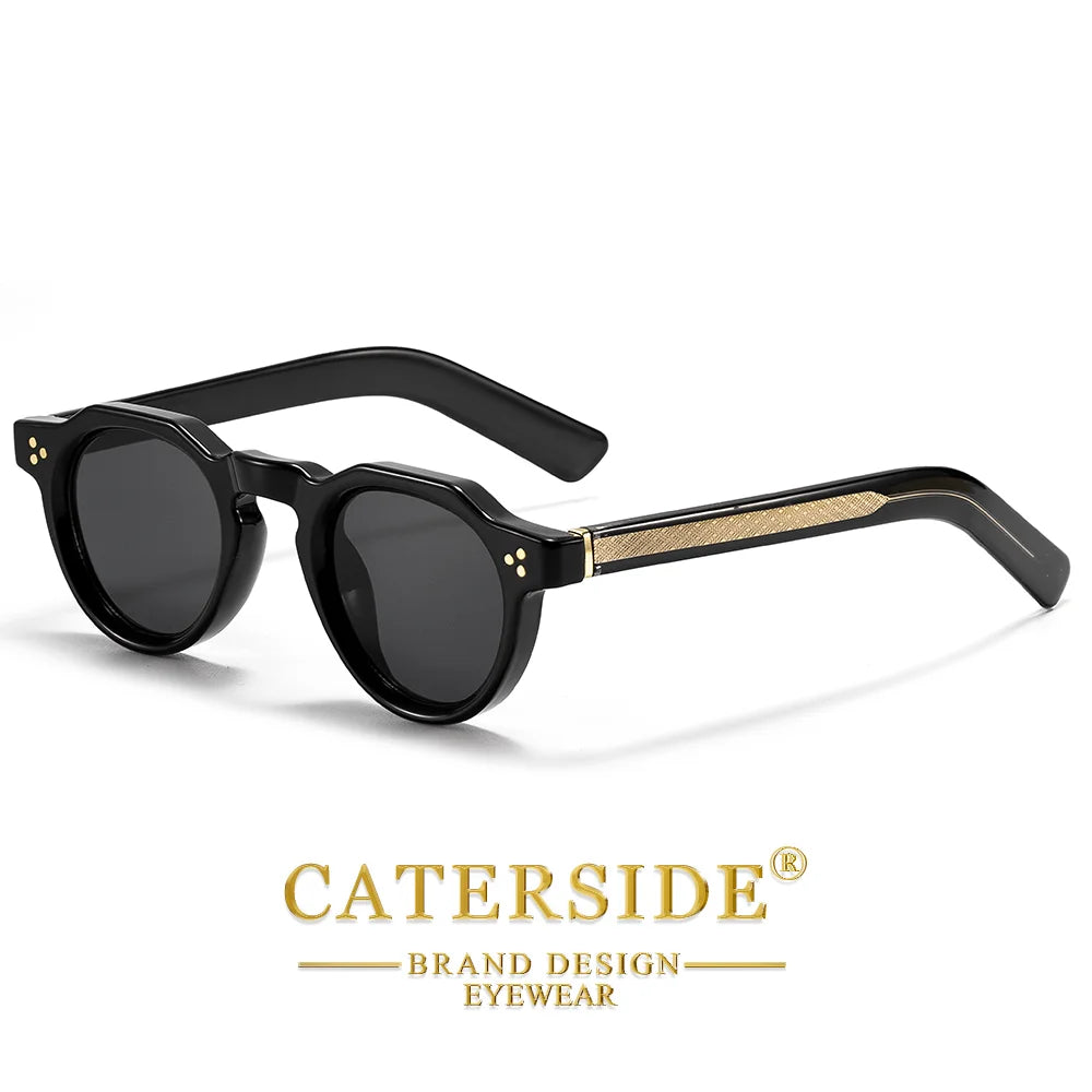 CATERSIDE Retro runde herresolbriller i høj kvalitet, tyk stil, til kvinder, udendørs, rejse, forretning, kørsel, dekorative briller, UV400