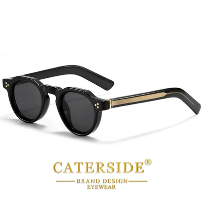 CATERSIDE Retro runde herresolbriller i høj kvalitet, tyk stil, til kvinder, udendørs, rejse, forretning, kørsel, dekorative briller, UV400