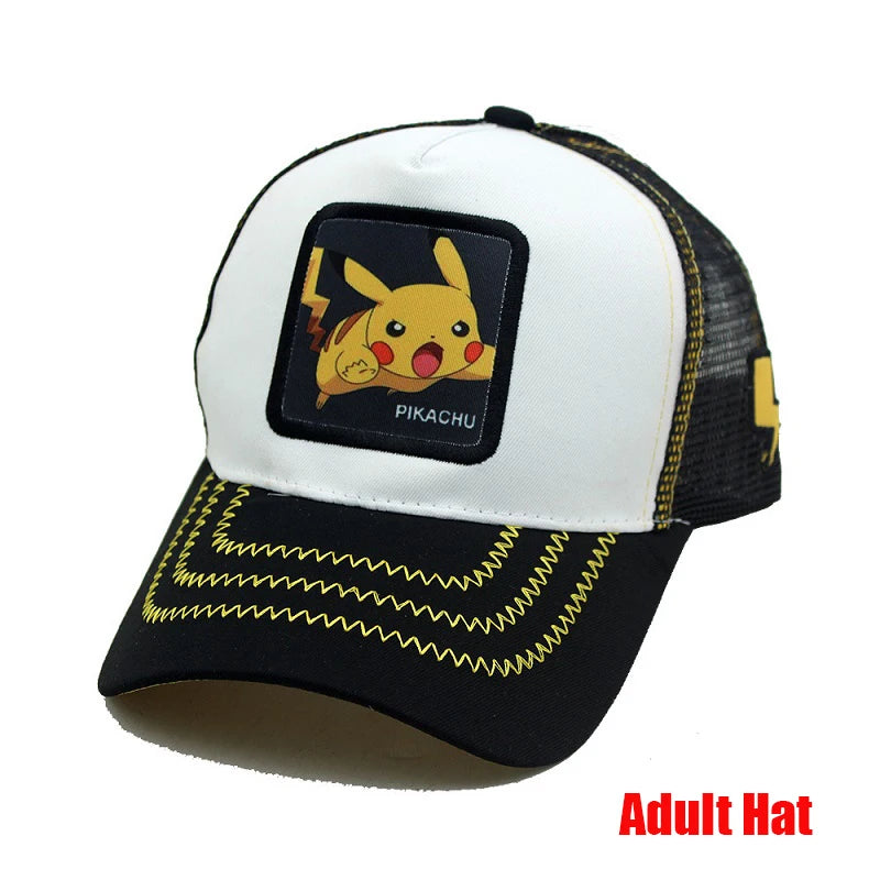 Pokémon-baseballkasket, Pikachu-hat, Pokémon-cosplay-hiphop-kasket til piger, drenge, børn, anime-figurer, legetøj, gave, tegneseriehat