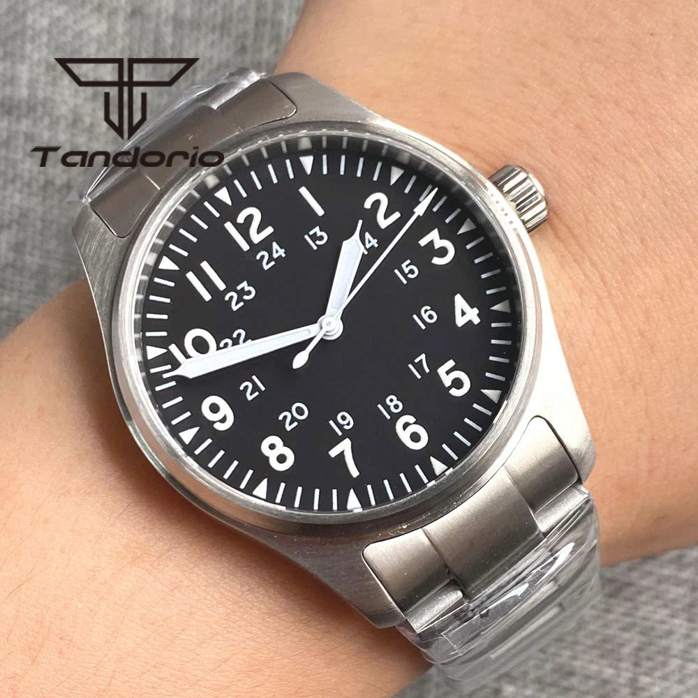 Tandorio 39mm Diving Pilot Automatic Watch for Men NH35/PT5000/Miyota8215 Movement AR Sapphire Crystal 20BAR Waterproof Luminous