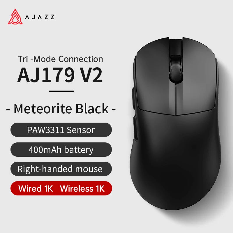 AJAZZ AJ179 PRO Wireless Gaming Mouse PAW3395, 26000 DPI Lightweight RGB Gaming Mouse with Charging Dock, Tri-Mode Ergonomic Mouse for PC & Laptop