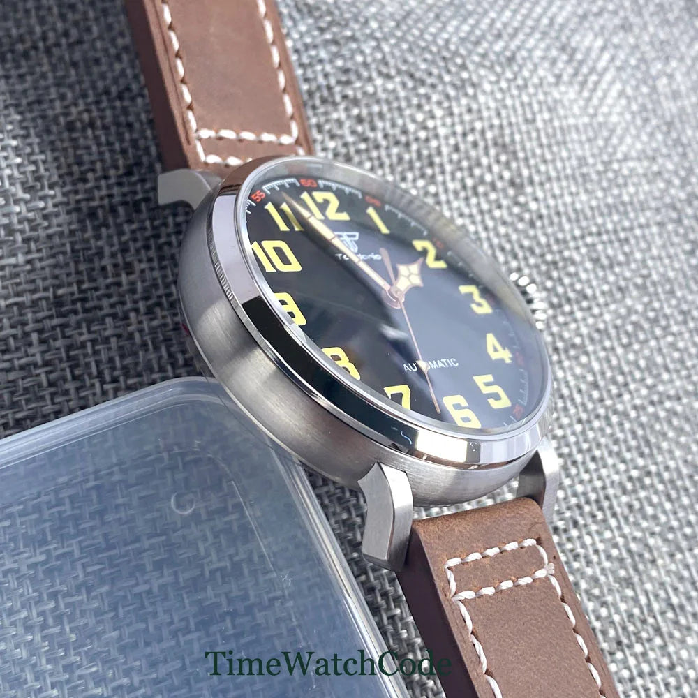 Tandorio 47mm NH35 Diver Men's Automatic Watch CUSN8 Solid Bronze or 316L Steel Case 10ATM Sapphire Crystal Black Dial