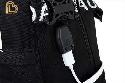 Red Jade F-Fortnited Battle Royale Backpack with USB Charging Anime Figures Study Stationery Compartment for Students Mochila