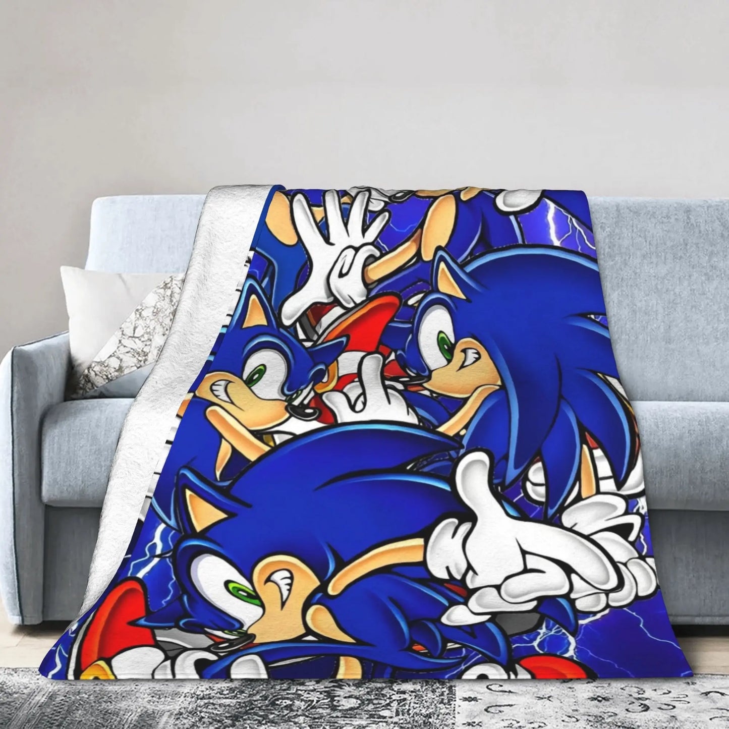 Shadow Game Blanket Soniced Cartoon Flannel Throw Blankets Summer Air Conditioning Decoration Lightweight Bedspreads