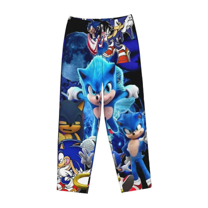 Custom Printed Womens Soniced Pajama Pants Hedgehog Game Sleepwear Sleep Lounge Bottoms with Pockets