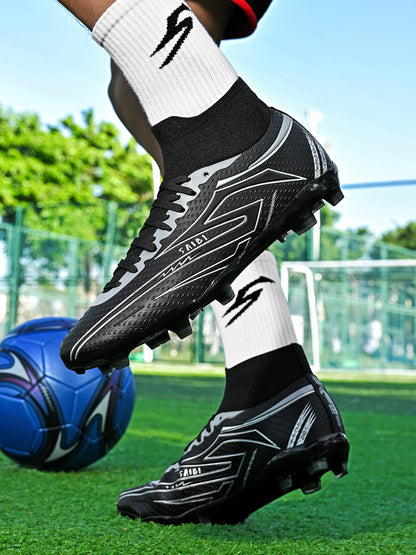 Classic Style AG FG Football Shoes PU Fabric Ventilated Upper TPU Wearproof Outsole Unisex Kids Outdoor Football Shoes