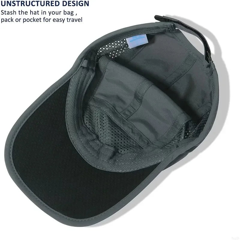 GADIEMKENSD Hitro sušeče se zložljive prenosne bejzbolske kape za moške, poletne z motivom morskih valov, vezenje, unisex športne sončne kape, kapice s snapback zapenjanjem