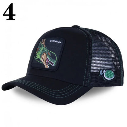 Dragon Ball DRAGONBALL síťovaná čepice, kreslená síťovaná čepice, pánská a dámská baseballová čepice, módní čepice s nášivkou, trucker čepice