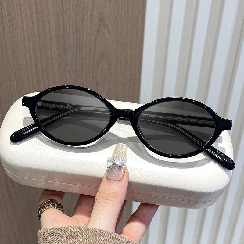 VICKY Simple Geometric Oval Small Frame Retro Design Women's Polarized Sunglasses UV Protection Customizable Prescription K9142