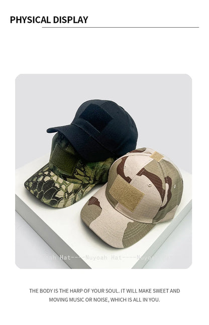 Velcro-rem CAMO Outdoor-baseballkasketter Solskærm Amerikansk Ny Unisex Alsidig Sportsmode Personlig Kasket med skygge Taktisk Ridning