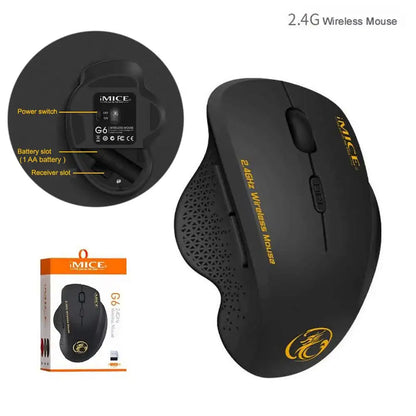 Gaming ABS Wireless Mouse Ergonomic Computer IMICE Mouse 2.4Ghz Gamer PC Optical Mouse With USB Receiver 1600 DPI For Laptop PC