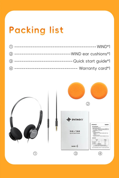 Snowsky/FiiO Wind 3.5mm ON-Ear Headphones for Recording Gaming with Microphone, 40mm Diaphragms driver, HiFi Sound