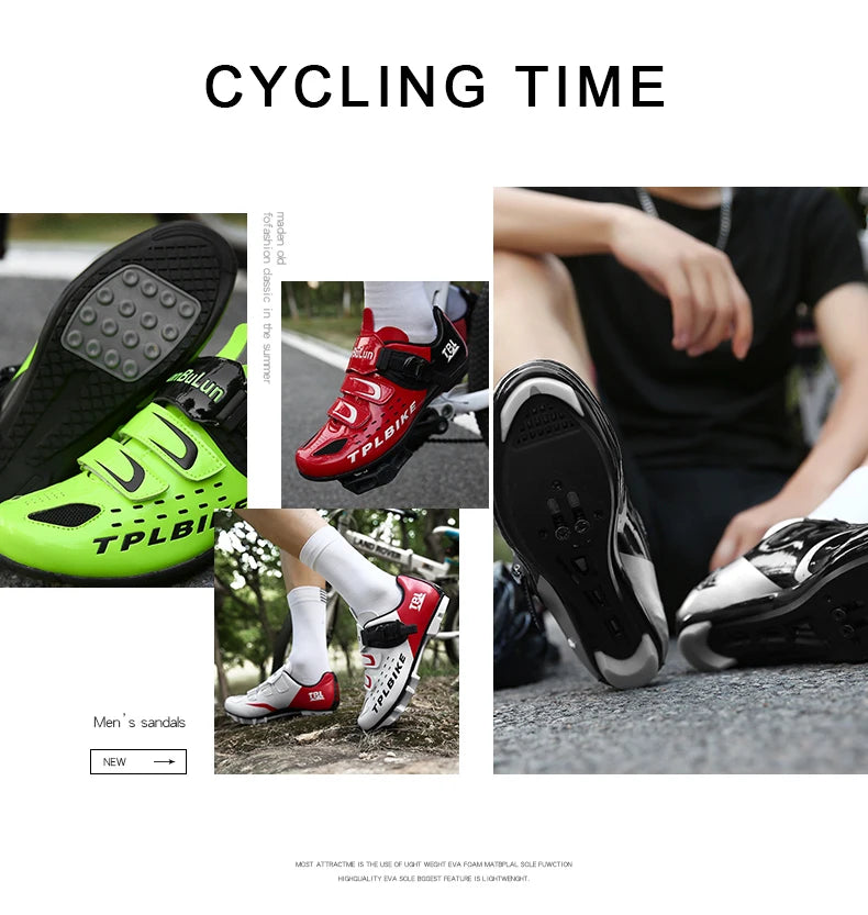 New Men’s and Women’s Bicycle Shoes Outdoor Cycling Shoes with Three Functional Soles Professional Training Shoes