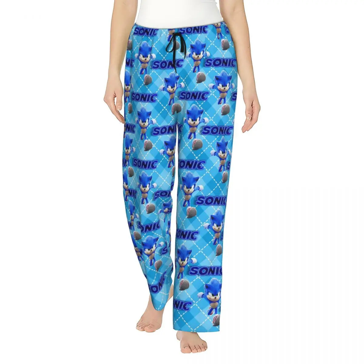 Custom Printed Womens Soniced Pajama Pants Hedgehog Game Sleepwear Sleep Lounge Bottoms with Pockets