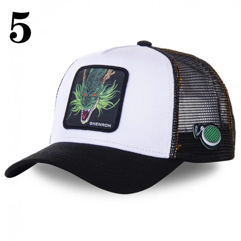 Dragon Ball DRAGONBALL síťovaná čepice, kreslená síťovaná čepice, pánská a dámská baseballová čepice, módní čepice s nášivkou, trucker čepice