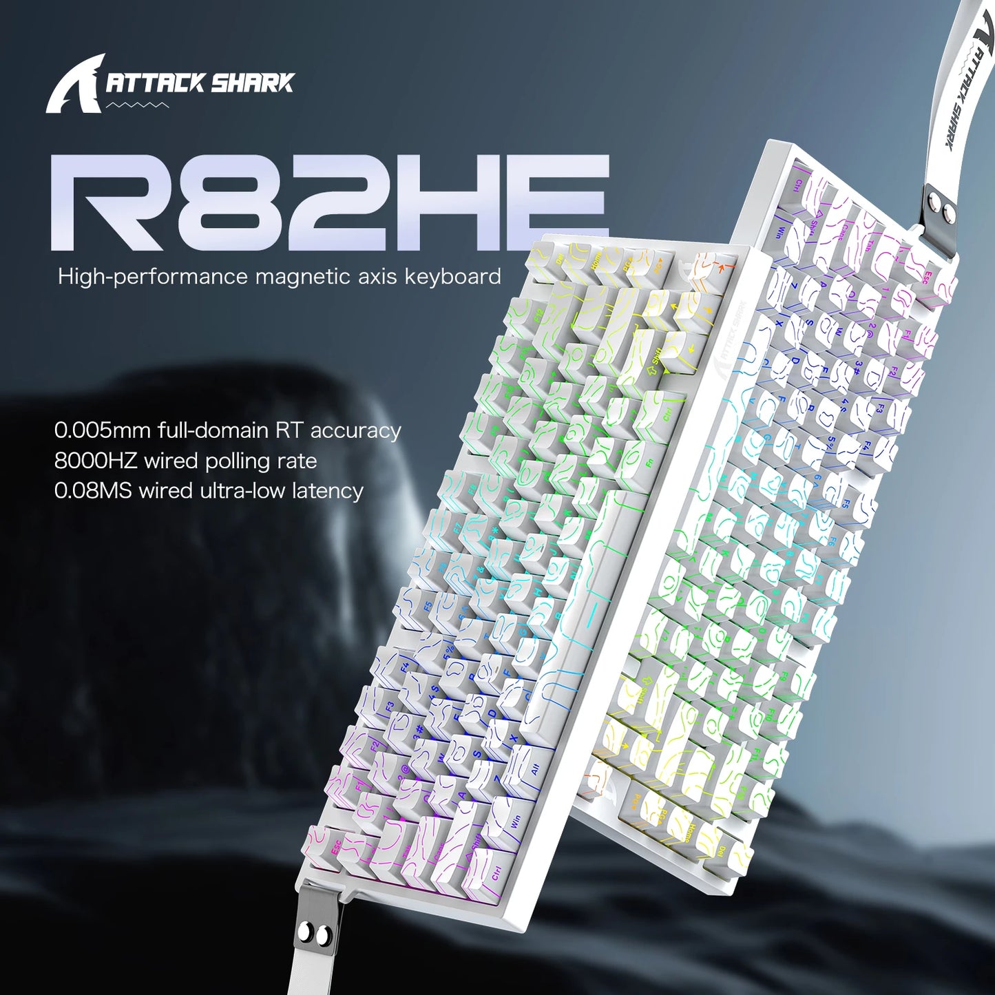 ATTACK SHARK R82 HE 75% Magnetic Keyboard 8000Hz Rapid Trigger 0.005mm RT 0.08ms Latency RGB Wired Gaming Keyboard