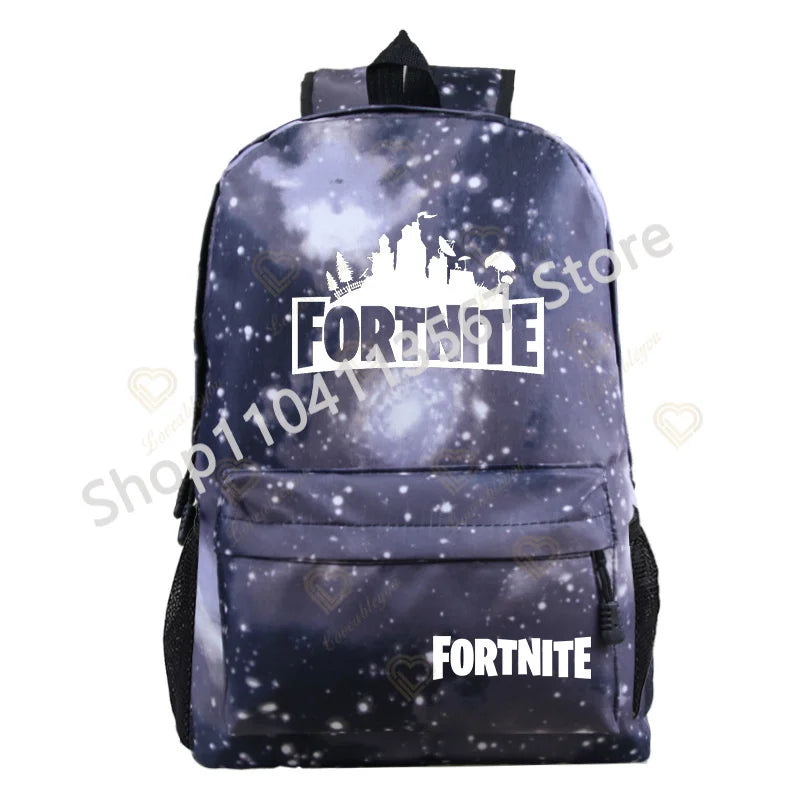 Red Jade F-Fortnited Battle Royale Backpack with USB Charging Anime Figures Study Stationery Compartment for Students Mochila
