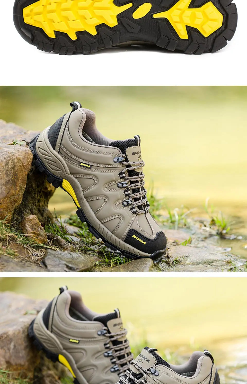 BONA New Arrival Classic Style Men Hiking Shoes Lace Up Men Sport Shoes Outdoor Jogging Trekking Sneakers