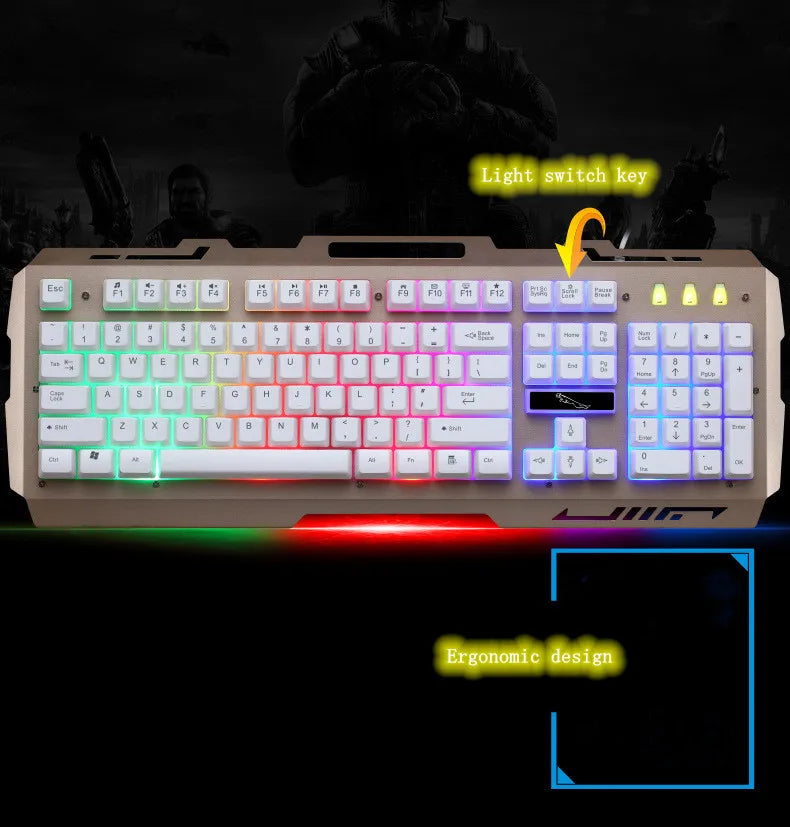 USB Keyboard G700 Waterproof Business Personality Mechanical Feel Metal Glow Mobile Phone Stand Gaming Keyboard