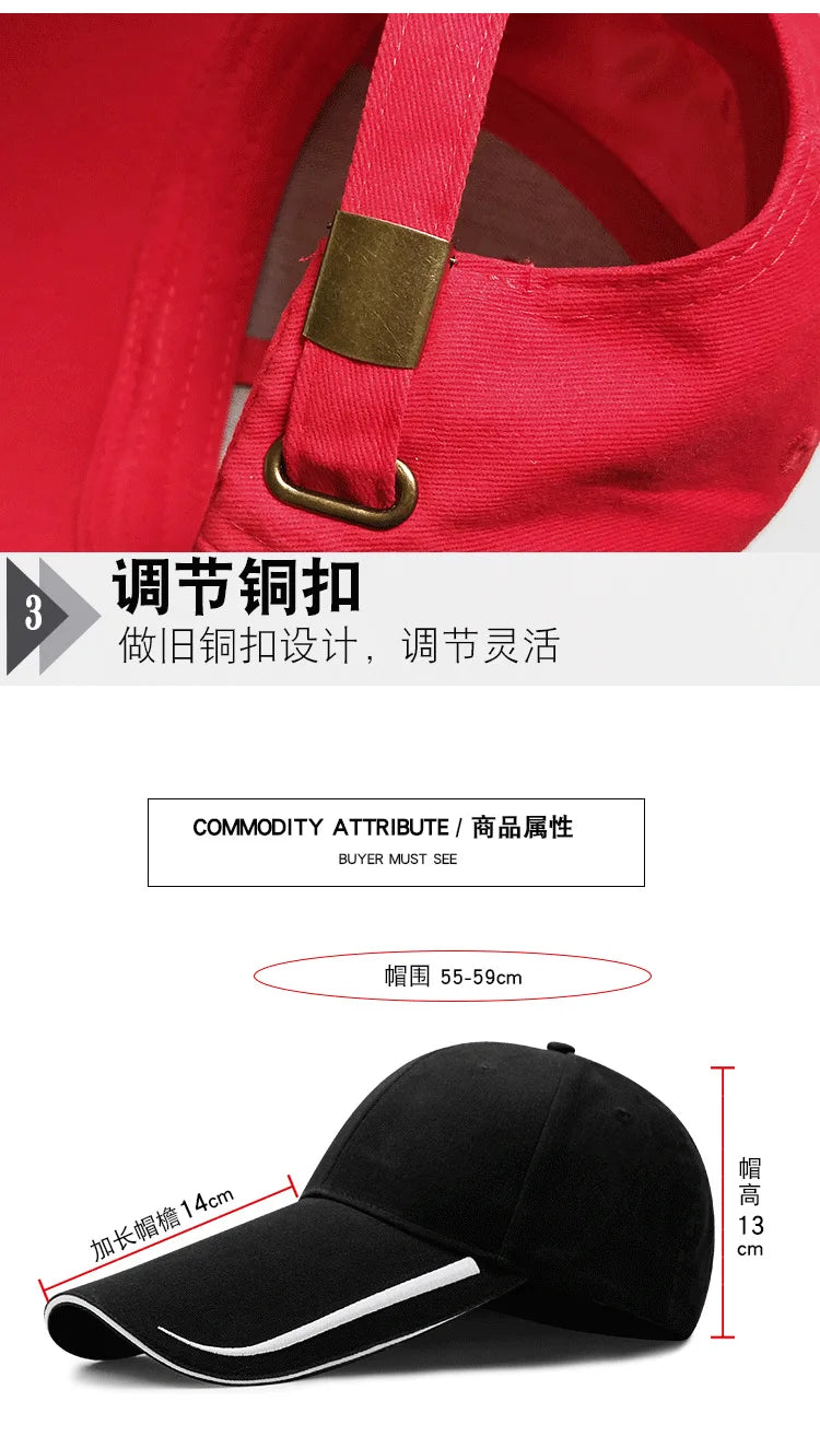 Peaked Hat Spring Summer 14cm Long Brim Sunscreen Fishing  Men Women Street Sunshade Outdoor Adjustable Cotton Golf Cap Trucker