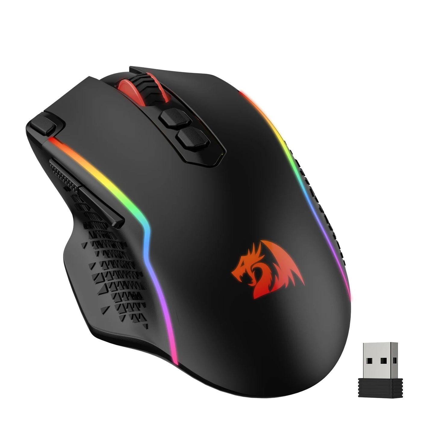 Redragon M810 Pro безжична геймърска мишка, 10000 DPI жична геймърска мишка с бутон Rapid Fire, 8 макро бутона, черно-бяла мишка
