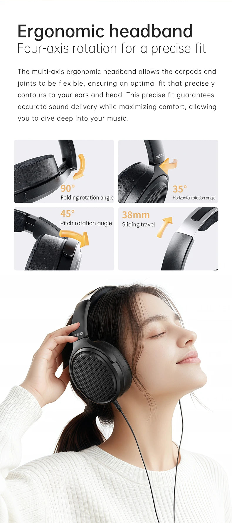 Cuffie audiophile planari magnetiche FiiO JT7 – Headset HiFi cablato over-ear con driver 95x86mm, archetto regolabile, cavo 4.4mm/3.5mm