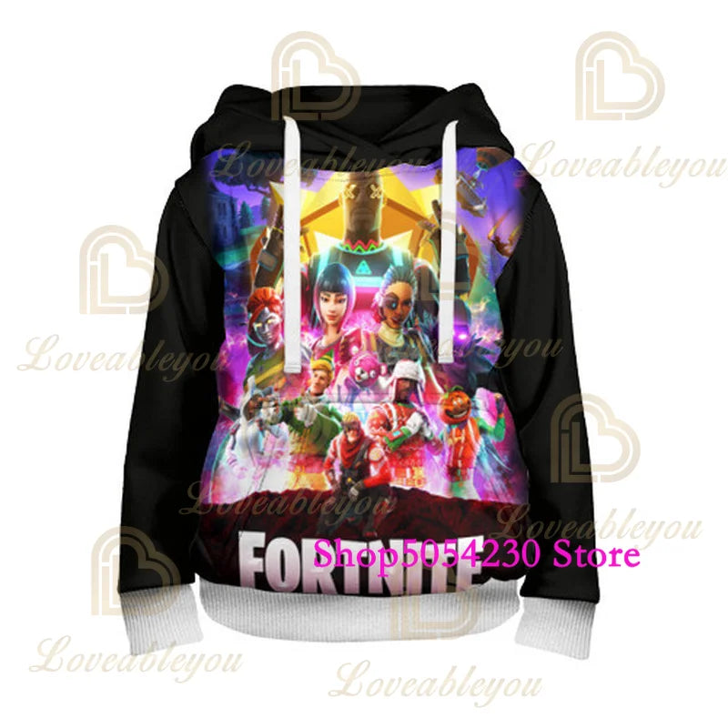 3D-gedruckter Llama Fortnite Hoodie Battle Royale Cartoon-Sweatshirt für Herren und Damen, Game-Hero-Kapuzenpullover für Teenager