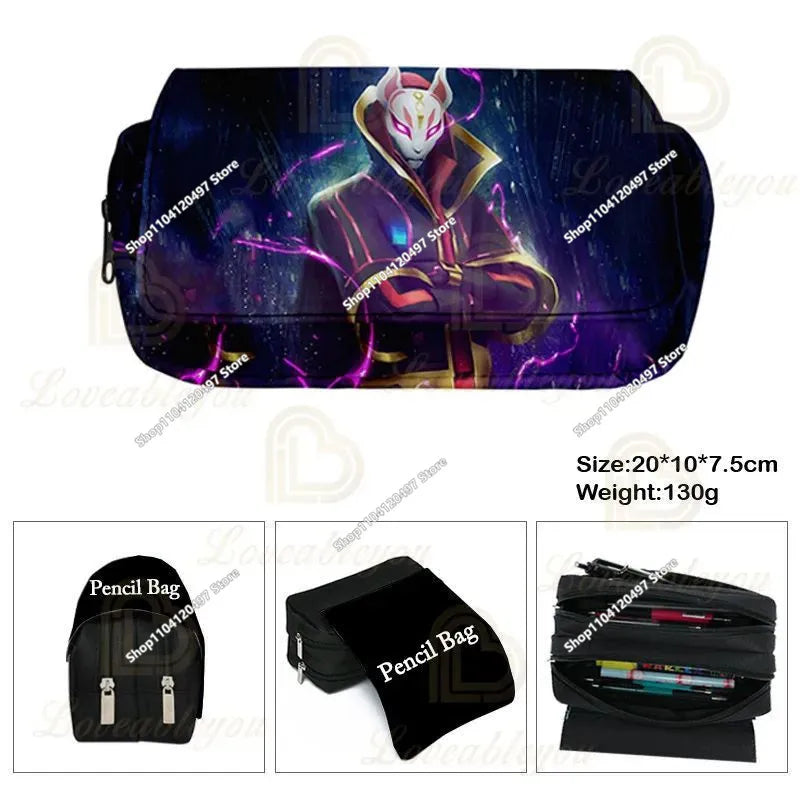 3-teiliges Set Fortnite-Gaming-Rucksack, Anime-Cartoon, große Kapazität, Schultaschen für Schüler, Federmäppchen, Kawaii-Lunchbag, Geburtstagsgeschenke