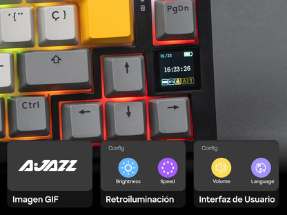 Layout ISO-ES EPOMAKER X AJAZZ AK820 PRO 75% spagnolo, tastiera meccanica cablata/2.4GHz/BT con schermo e manopola per PC/Mac